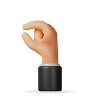 3D Hand Holding Pose Isolated. Render Hand Hold Position Symbol. Human Fist in Goodwill Gesture. Emoji Icon. Open Palm Hand. 3d Cartoon Character Sign. Vector Illustration