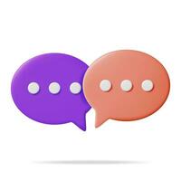 3D Purple and Red Speech Bubble Isolated on White. Rendering Chat Balloon Pin. Notification Shape Mockup. Communication, Web, Social Network Media, App Button. Realistic Vector Illustration