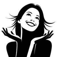 Silhouette of a happy woman vector