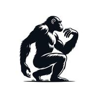 Vector Illustration of a Chimpanzee in Silhouette