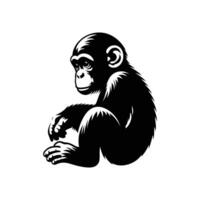 Chimpanzee Silhouette, Artistic Vector Rendering