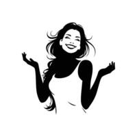 Silhouette of a happy woman vector