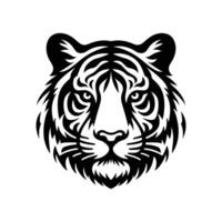 rugido Tigre emblema vector ilustración de cabeza en sorprendentes silueta diseño