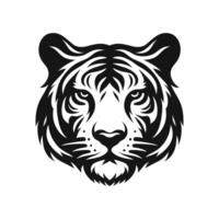 Ferocious Tiger Face Logo Silhouetted Head in Striking Design vector