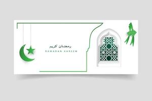 Islamic vector illustration with crescent moon and star on white background