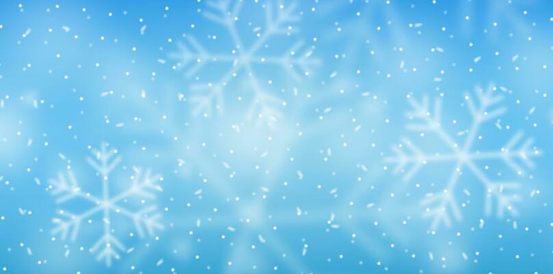 3D Christmas Background with White Falling Snowflakes. Render Snow Sparkles. Blue Winter Sky Banner. Happy New Year Celebration Template. New Year Xmas Holiday. Vector Illustration
