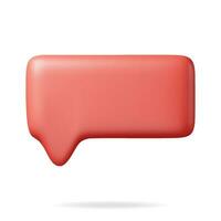 3D Red Blank Speech Bubble Isolated on White. Render Chat Balloon Pin. Notification Shape Mockup. Communication, Web, Social Network Media, App Button. Realistic Vector Illustration