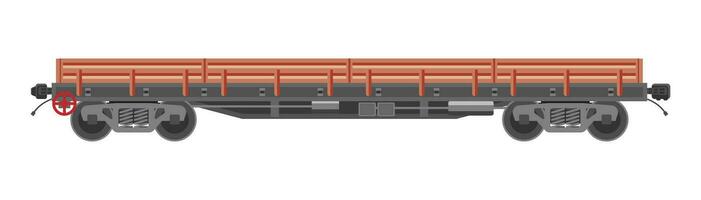 carga ferrocarril coche aislado en blanco antecedentes. carga furgón vagón. vagón plano parte de carga tren. ferrocarril transporte. plano vector ilustración