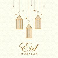 Ramadan eid mubarak greeting card with mosque silhouette free vector illustration