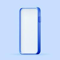 3d Realistic Smartphone with Empty Screen. Front View Smart Phone Mockup Render. 3D Telephone Blue Color. Modern Mobile Gadget Device Icon. Vector Illustration