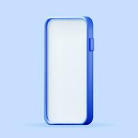 3d Realistic Smartphone with Empty Screen. Front View Smart Phone Mockup Render. 3D Telephone Blue Color. Modern Mobile Gadget Device Icon. Vector Illustration