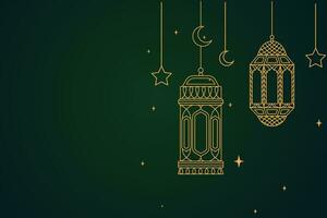 eid al-fitr mubarak greeting card with mosque and arabic text vector