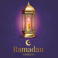 ramadan kareem greeting card with lantern and islamic calligraphy ramadan k vector