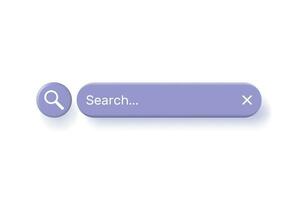 3D Search Bar Blank Isolated. Browser Button Template for Website, Application and UI. Navigation Search for Apps. Search Form Render with Shadow on Pink Background. Vector Illustration