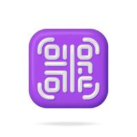 3d QR Code Icon Isolated. Render Modern QR Code Symbol. Concept of Online Shopping. Advertisement, Marketing and Promotion. Scan Code for Verification, Payment or identification. Vector Illustration