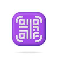 3d QR Code Icon Isolated. Render Modern QR Code Symbol. Concept of Online Shopping. Advertisement, Marketing and Promotion. Scan Code for Verification, Payment or identification. Vector Illustration