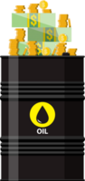 Black metal oil barrel and money png
