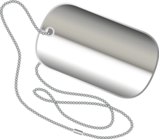 Realistic metal dog tag and chain png