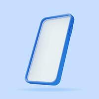3d Realistic Smartphone with Empty Screen. Front View Smart Phone Mockup Render. 3D Telephone Blue Color. Modern Mobile Gadget Device Icon. Vector Illustration