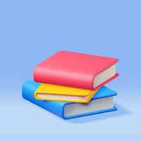 3D Stack of Closed Books Isolated. Render Pile of Books Icon. Set of Educational or Business Literature. Reading Education, E-book, Literature, Encyclopedia, Textbook. Vector Illustration