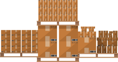 Wooden pallet with cardboard boxes png