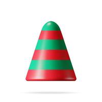 3D Empty Christmas Party Popper Isolated on White. Render Plasticine Confetti Popper. Colorful Firecracker Hat. Party, Holyday, Surprise or Birthday Events. Vector Illustration