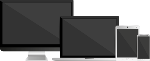 Set of Modern Digital devices in black and white png