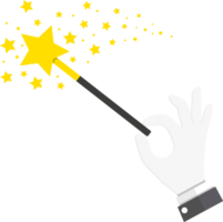 Hand hold magic wand with stars sparks png