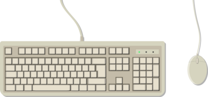 White retro computer keyboard and mouse png