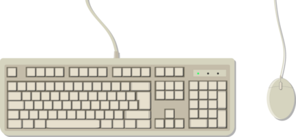 branco retro computador teclado e rato png