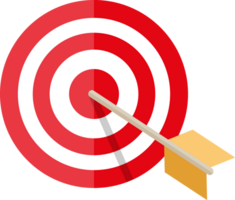 Red white circle darts target with orange arrow png