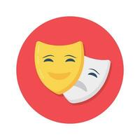 Face masks, theater masks theme party icon in modern flat style, easy to use vector