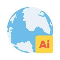 Trendy icon of global ai, world ai technology vector design