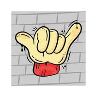 Cartoon style cute hand gesture in graffiti style, ready to use vector