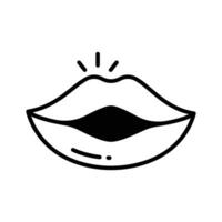 Beautiful glossy lips icon design, trendy icon of kissing lips vector