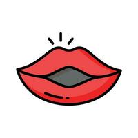 Beautiful glossy lips icon design, trendy icon of kissing lips vector