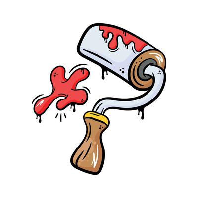 Premium flat hand drawn icon of paint roller, customizable vector