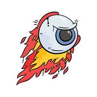 Take a glimpse at this creatively designed flaming eyeball in cartoon style vector