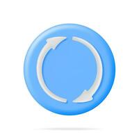 3D Synchronization Icon Isolated. Render Sync Sign in Round Shape. Cloud Computing or Refresh, Restart, Recycle, Reset Symbol. Vector Illustration