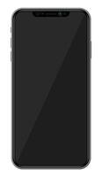 New generation smartphone with frameless edge display. Empty black screen. Phone electronic device with touchscreen. Vector illustration in flat style