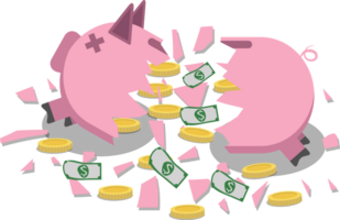 Broken Piggy bank png