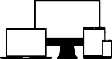 impostato di moderno digitale dispositivi nel nero e bianca png