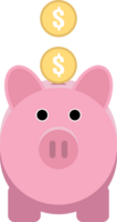 gold coin in pink piggy bank png