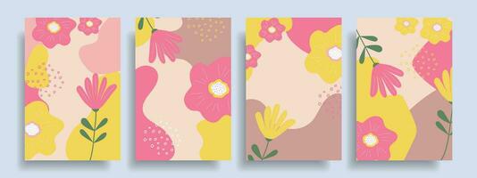 Covers with flowers. Templates with flowers for March 8, Valentine's Day. vector