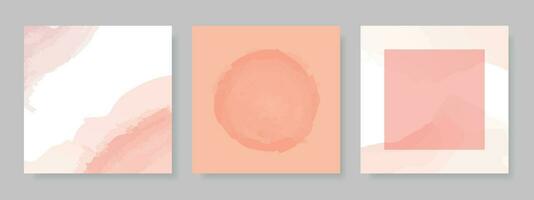 A set of watercolor backgrounds in shades of peach fuzz. vector