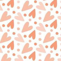 Valentine's Day background. Peach fluff, hearts and polka dots. vector