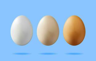 3d hervido huevos en cáscara de huevo aislado. hacer dibujos animados huevo icono. lechería comida y tienda de comestibles. Pascua de Resurrección Bosquejo concepto. realista vector ilustración.