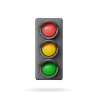 3D Traffic Lights with Three Colors Isolated vector