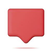 3D Red Blank Speech Bubble Isolated on White. Rendering Chat Balloon Pin. Notification Shape Mockup. Communication, Web, Social Network Media, App Button. Realistic Vector Illustration