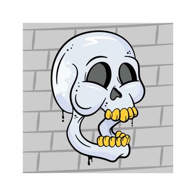 Devil skull hand drawn vector, head skeleton, scary head bone, funny cartoon skull icon